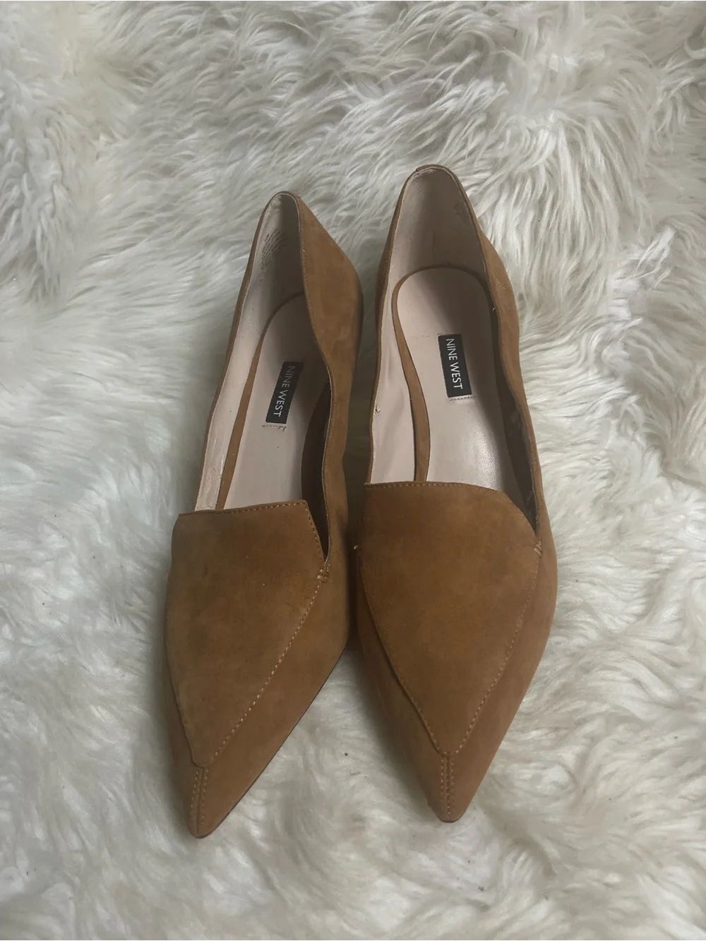 Nine West Women's Brown Suede Pointed Flats kitten heels SZ12M